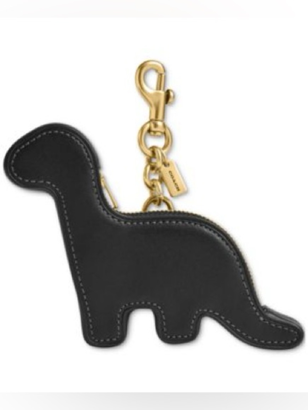 Coach Black Dinosaur Coin Purse with Gold Hardware